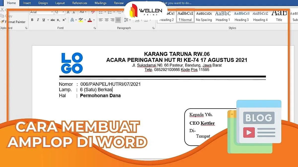 cara membuat amplop di word